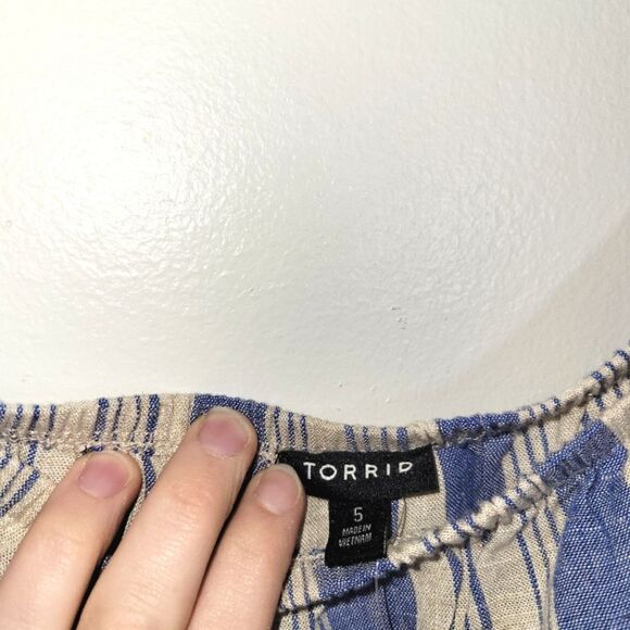 New Torrid Linen Striped Off Shoulder Crop Top 5 5X - Picture 4 of 12